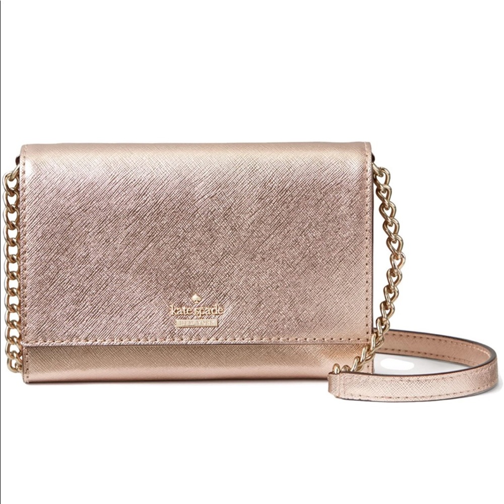 Kate Spade Metallic Rose Gold Crossbody Mini Chain